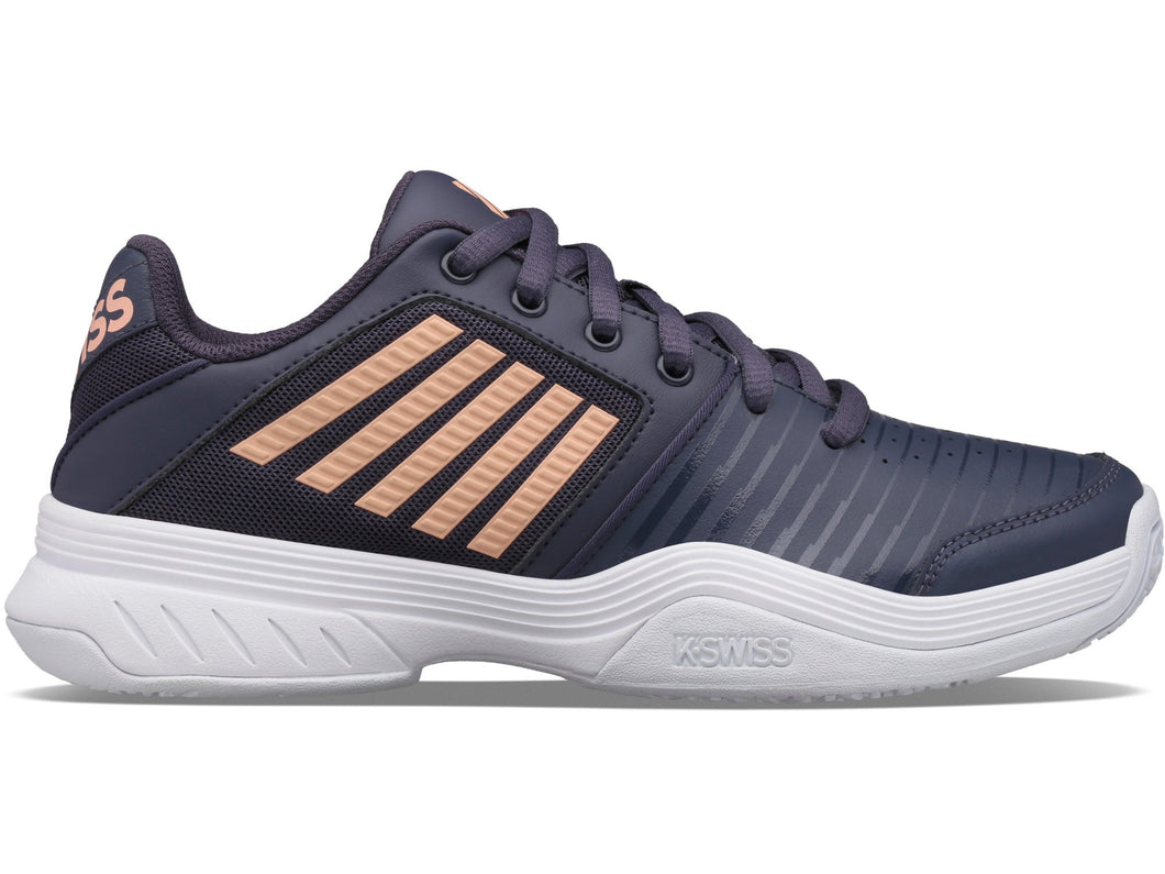 KSWISS GIRLS TENNIS COURT EXPRESS SHOE -GRAYSTONE/PEACH