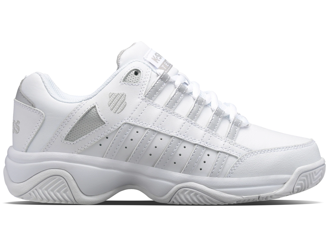 KSWISS WOMENS COURT PRESTIR TENNIS SHOE - WHITE/SILVER