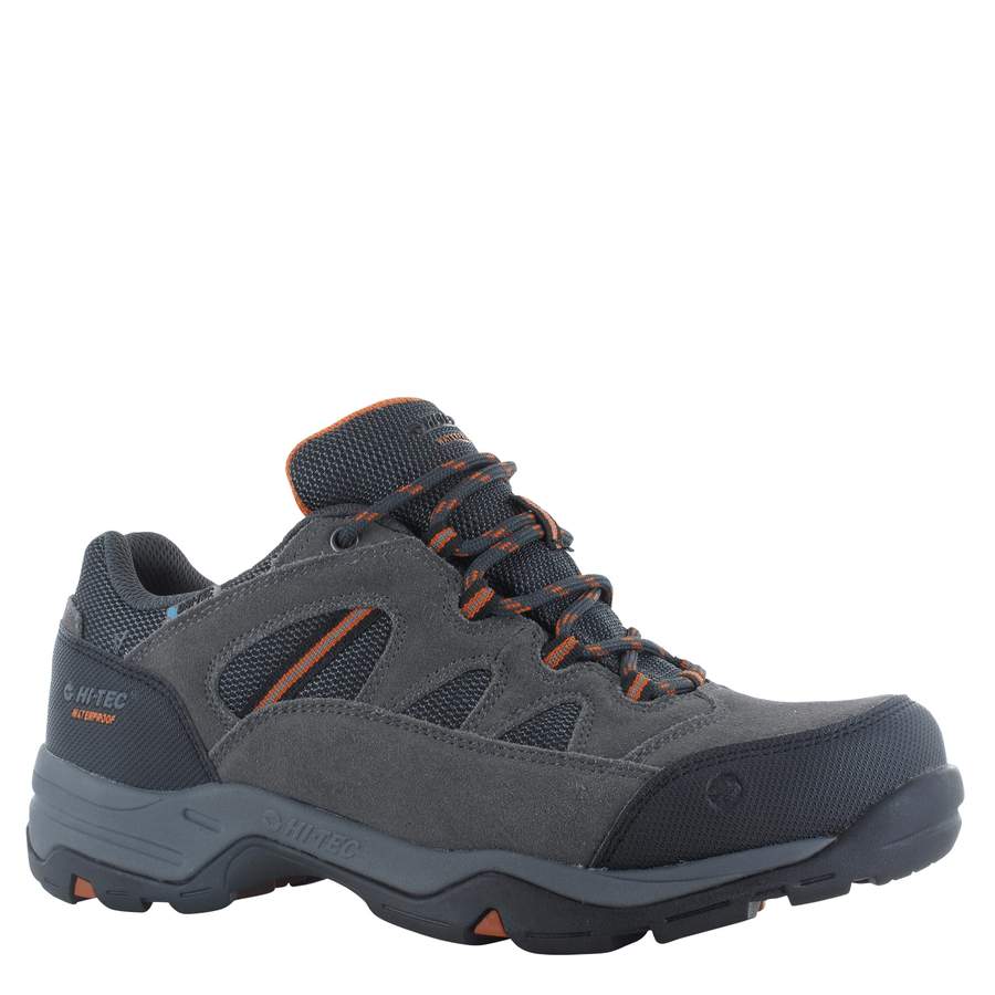 HI-TEC MENS BANDERA II LOW WALKING BOOTS - CHARCOAL/GRAPHITE/BURNT ORANGE