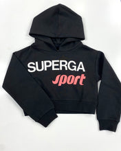 Load image into Gallery viewer, SUPERGA GIRLS CROPPED HOODIE - BLACK/WHITE/PINK
