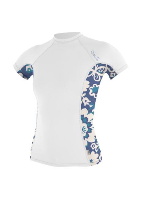 ONEILL WOMENS SIDE PRINT RASH GUARD-WHITE/CHRISTINA FLORAL