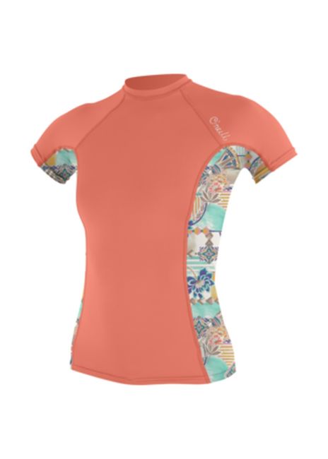 ONEILL WOMENS SIDE PRINT RASH GUARD-NECTAR/ZEPHORA