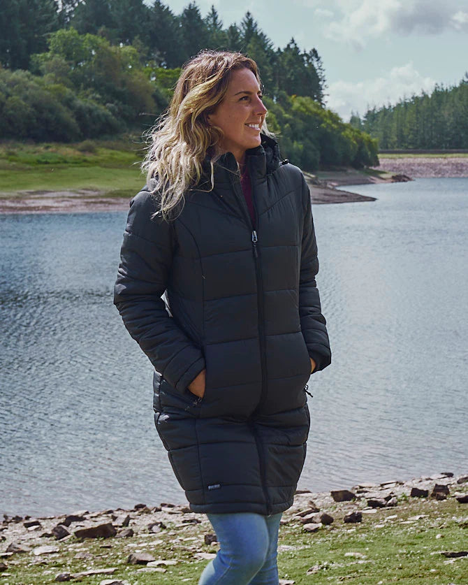 SALTROCK LADIES LONG PUFFER PANAMA JACKET BLACK