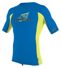 Load image into Gallery viewer, ONEILL YOUTH PREMIUM SHORTSLEEVE RASH GUARD  OCEAN/ELECTRIC
