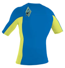 Load image into Gallery viewer, ONEILL YOUTH PREMIUM SHORTSLEEVE RASH GUARD  OCEAN/ELECTRIC
