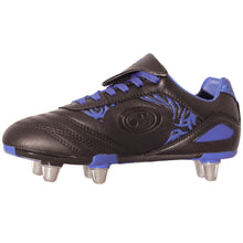Load image into Gallery viewer, OPTIMUM JUNIOR RAZOR RUGBY BOOT -BLACK/BLUE
