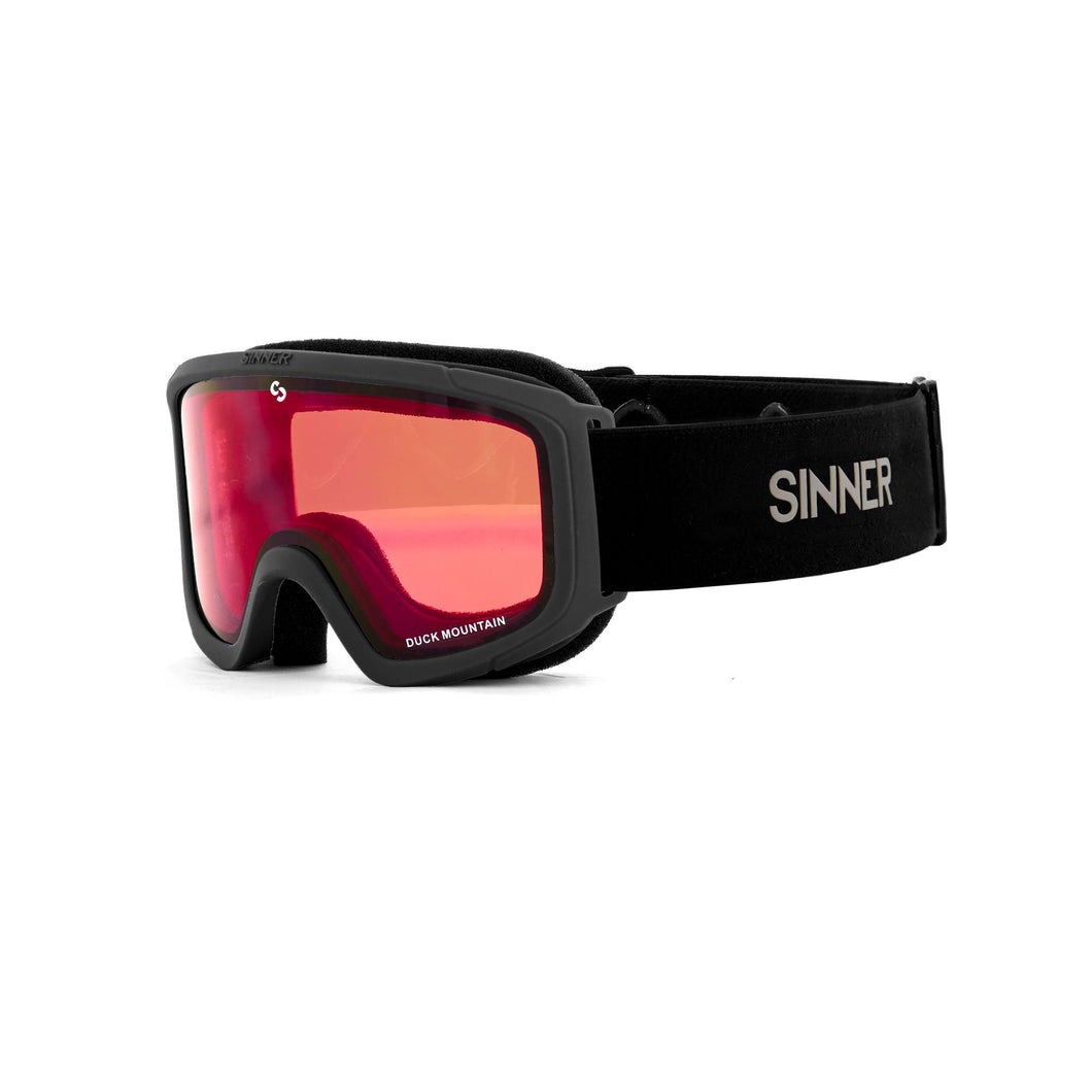 SINNER DUCK MOUNTAIN JUNIOR SKI GOGGLE BLACK/RED REFLECTIVE LENSE