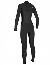 Load image into Gallery viewer, ONEILL WOMENS EPIC 4/3 CHEST ZIP FULL WETSUIT - BLACK/TEAL LOGO - 8 TALL
