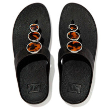 Load image into Gallery viewer, FITFLOP HALO SHIMMER TOE POST SANDAL - BLACK SHIMMER
