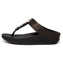 Load image into Gallery viewer, FITFLOP HALO SHIMMER TOE POST SANDAL - BLACK SHIMMER
