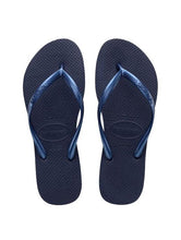 Load image into Gallery viewer, HAVAIANAS WOMENS SLIM NAVY BLUE FLIP FLOPS
