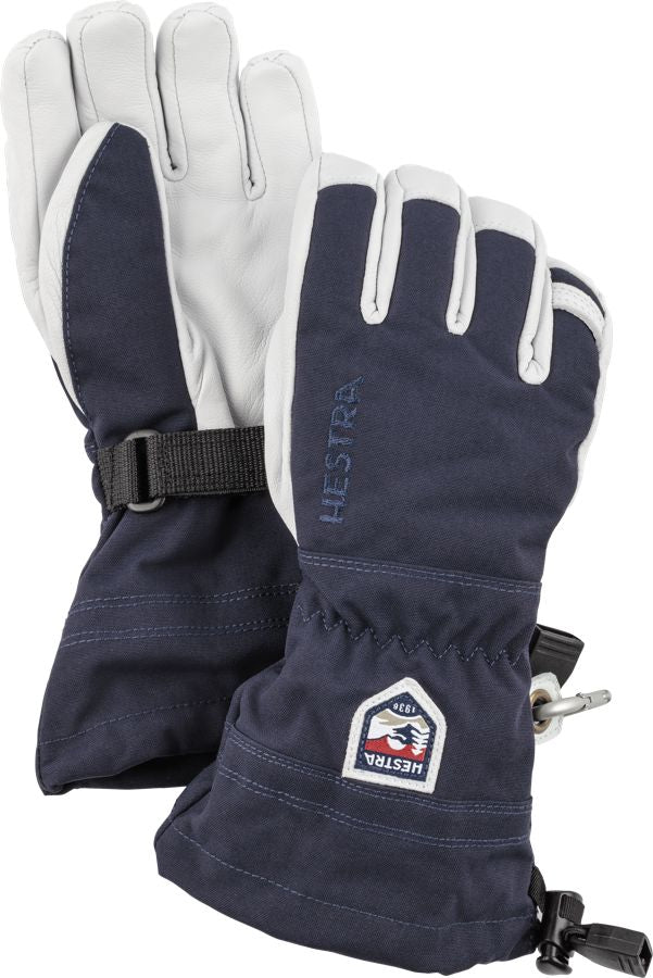 HESTRA JUNIOR ARMY LEATHER SNOW SKI GLOVE - NAVY  (30560 280)