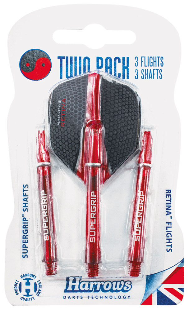 HARROWS TWIN PACK DART FLIGHTS/SHAFTS RED