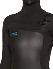 Load image into Gallery viewer, ONEILL WOMENS EPIC 4/3 CHEST ZIP FULL WETSUIT - BLACK/TEAL LOGO
