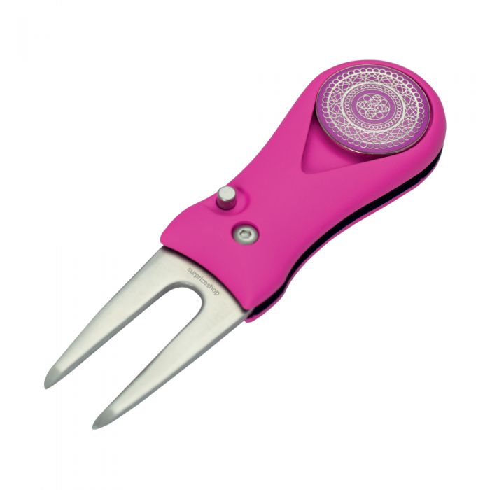 SURPRIZESHOP GOLF FLICK ACTION PITCHFORK WITH BALL MARKER PINK
