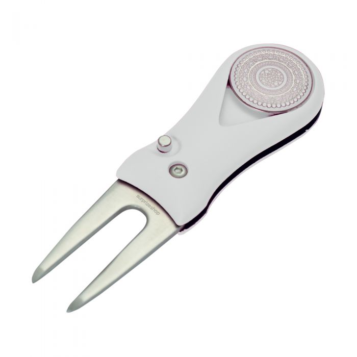 SURPRIZESHOP GOLF FLICK ACTION PITCHFORK WITH BALL MARKER WHITE