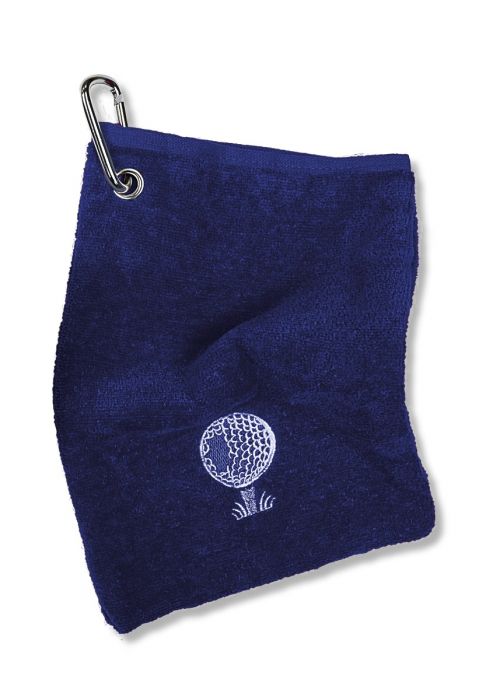 SURPRIZESHOP EMBROIDERED GOLF BAG/TOWEL WITH CARABINER NAVY