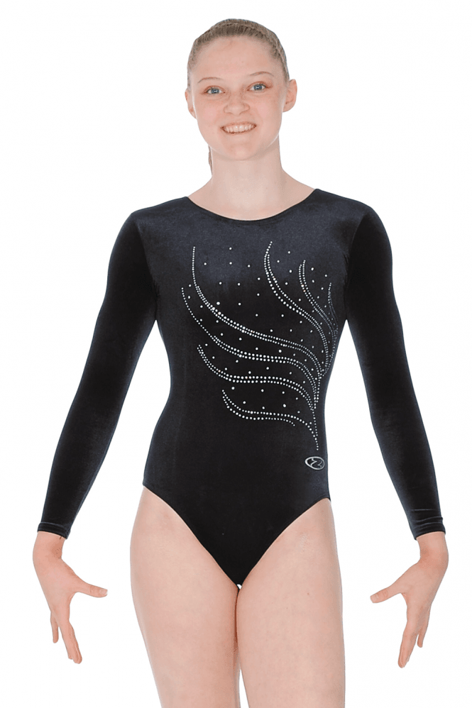 THE ZONE GYMNASTICS TIARA CRYSTAL LONG SLEEVED LEOTARD - BLACK
