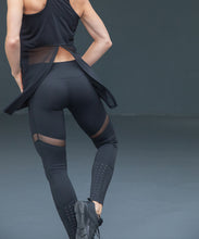 Load image into Gallery viewer, WOMENS MESH PANNEL  LEGGINGS - BLACK (TL672)
