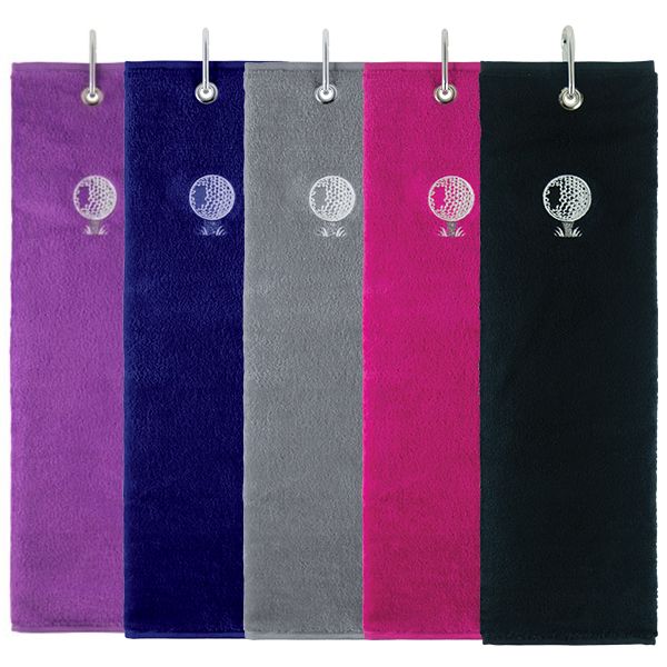 SURPRIZESHOP EMBROIDERED GOLF TRIFOLD TOWEL PURPLE