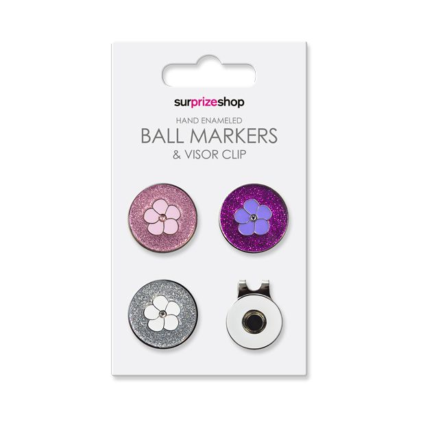 SURPRIZESHOP GOLF FLOWER BALL MARKERS & VISOR CLIP